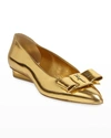 Ferragamo Viva 20 Pointed Vara Bow Ballerina Flats In Orione Metallic