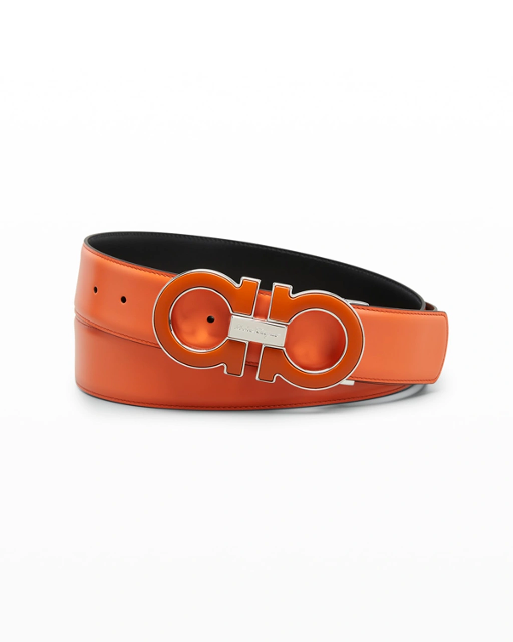 Ferragamo Men's Gancini Leather Belt, Cut-to-size In Orange | ModeSens