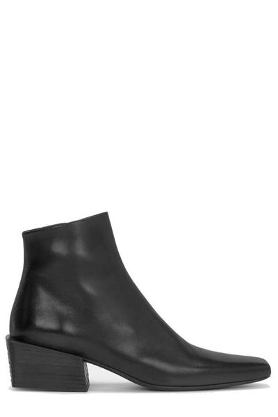 Marsèll Pannelletto Calfskin Block-heel Ankle Booties In Black