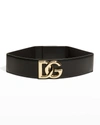 Dolce & Gabbana Dg High-waist Stretch Leather Belt In Neronero