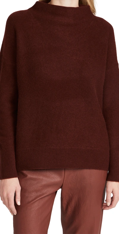 Vince - Boiled Funnel Neck Pullover In Dark Jasper In 640dkj-dk Jasper