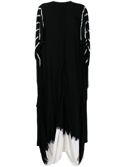 Proenza Schouler Fringed Gathered Tie-dyed Crepe De Chine Maxi Dress In Black