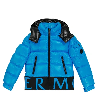 Moncler Kids' Pervin Logo-print Padded Coat In Blue
