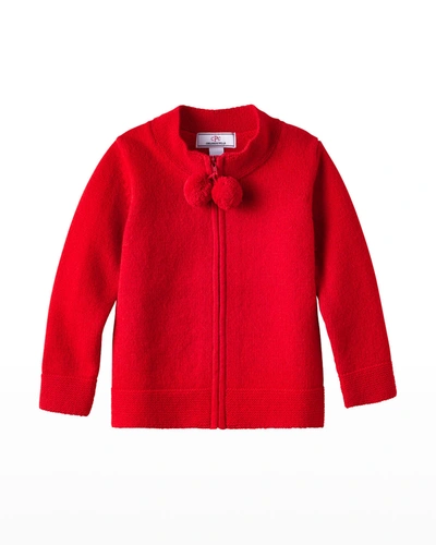 Classic Prep Childrenswear Kids' Pippa Sweater With Pompoms In Flame