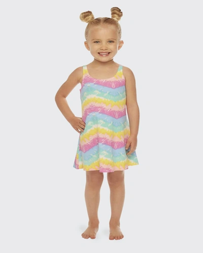 Lovey & Grink Kids' Girl's Rainbow Tie-dye Lounge Tank Dress In Multi