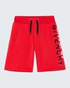 Givenchy Kids' Boy's Sweat Shorts With Split Logo In 991 Red