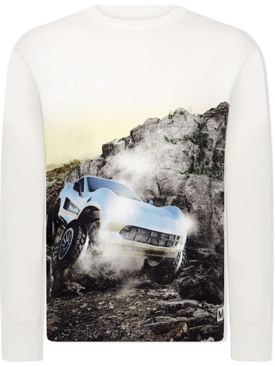 Molo Kids' Boy's Rexton Long-sleeve Car-print Top In Terra Car