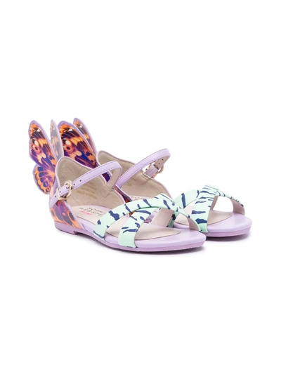Sophia Webster Kids' Girl's Chiara Butterfly-wing Printed Sandals, Baby/toddlers In Purple Lime Zebr