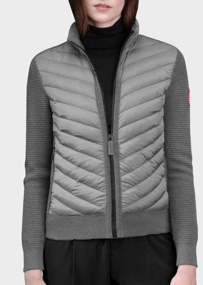 Canada Goose Hybridge Knit Puffer-front Jacket In White