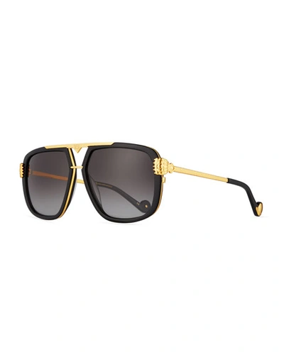 Anna-karin Karlsson Paws Up Flat-top Sunglasses, Black/24k Gold Plate