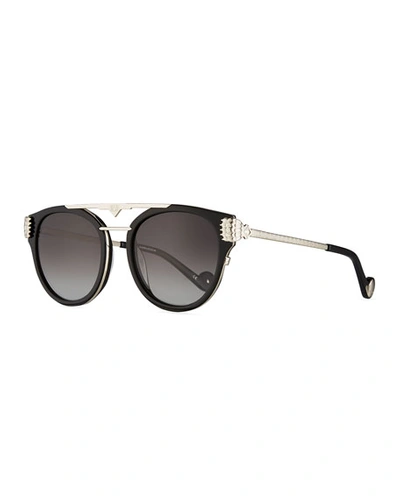 Anna-karin Karlsson Paws Love Round Flat-top Sunglasses, Black/silver