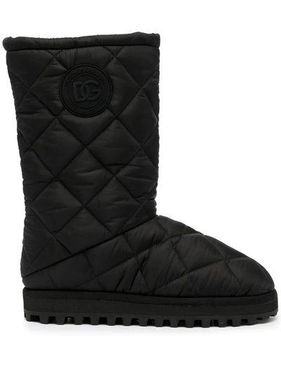 Dolce & Gabbana Nylon Boots With Dg Logo In Black