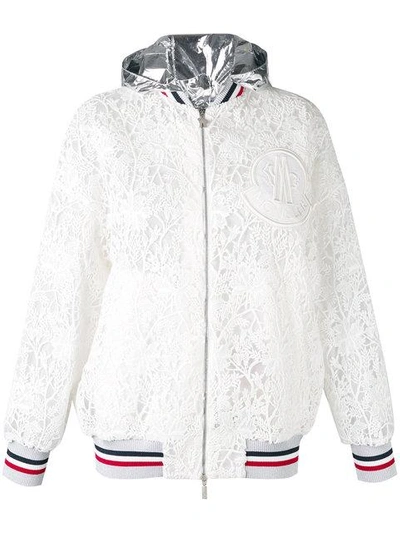 Moncler Embroidered Hooded Jacket In White
