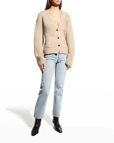 Khaite Scarlet Cashmere Cropped Cardigan In Custard