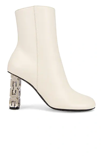 Givenchy Gcube Leather Ankle Boots In Ivory