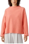 Eileen Fisher Funnel-neck Boiled Wool Box Top In Sorbet