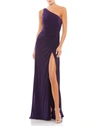 Ieena For Mac Duggal One Shoulder Ruched Jersey Evening Gown In Midnight