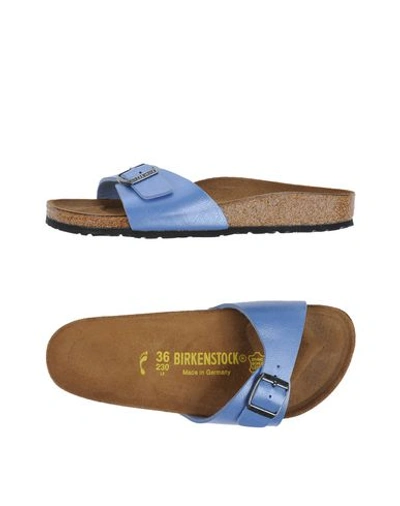 Birkenstock Madrid Metallic-leather Sandals In Pastel Blue | ModeSens
