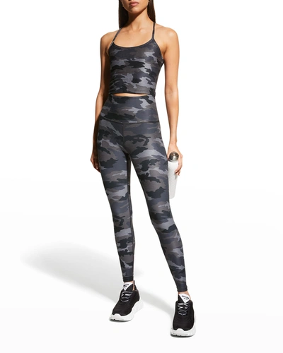 Beyond Yoga Spacedye Slim Racerback Cropped Tank Top In Silver Mist Camo
