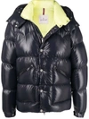 Moncler Coutard Lacquered Down Jacket In Blue