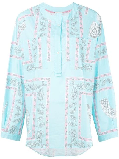 Natasha Zinko Printed Shirt Top In Blue