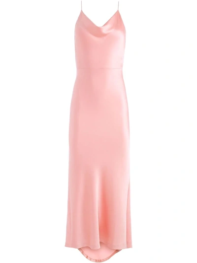 Alice And Olivia Montana Cowl-neck Strappy-back Maxi Gown In Pink