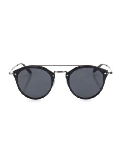 Oliver Peoples Remick Mirrored Brow-bar Sunglasses, Semi Matte Black/antique Pewter