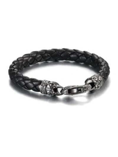 Stephen Webster London Calling Leather Bracelet In Sterling Silver Black