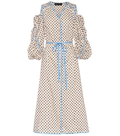 Anna October Trimmed Cotton Dress In Beige