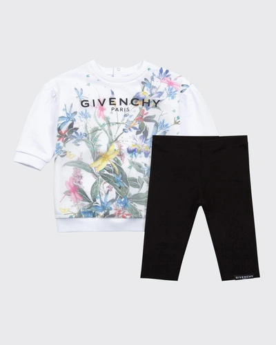 Givenchy Kids' Girl's Jungle-print Sweatshirt Dress W/ Leggings Set In N50-white Black