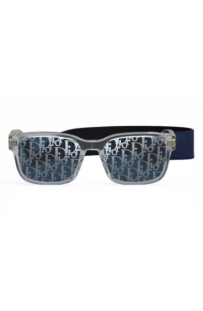 Dior Cd Link S1u 54mm Rectangular Sunglasses In Crystal Blu Mirror