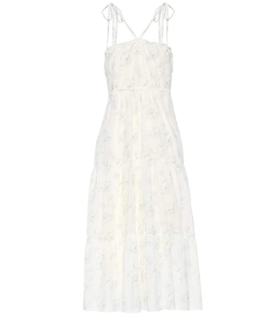 Athena Procopiou Romance In The Wind Printed Cotton And Silk Dress In White