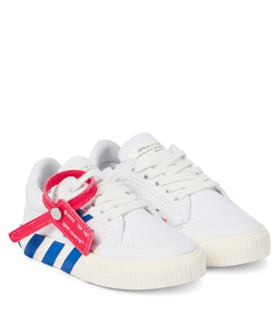Off-white Kids' White And Blue Vulcanized Low Top Sneakers In White/ Blue