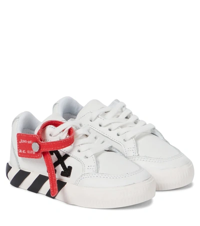 Off-white White Sneakers For Kids With Red Zip Tye