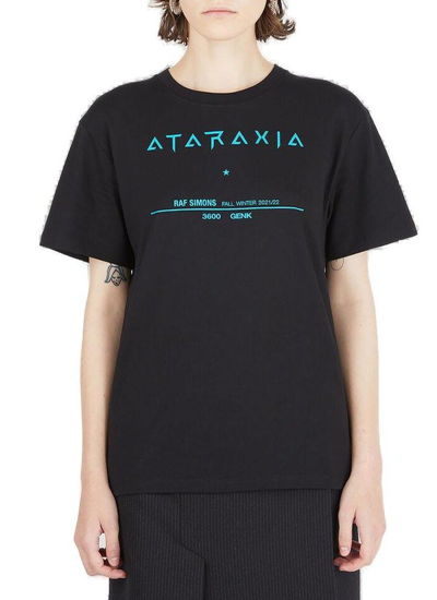 Raf Simons Womens Black Ataraxia Text-print Cotton-jersey T-shirt S