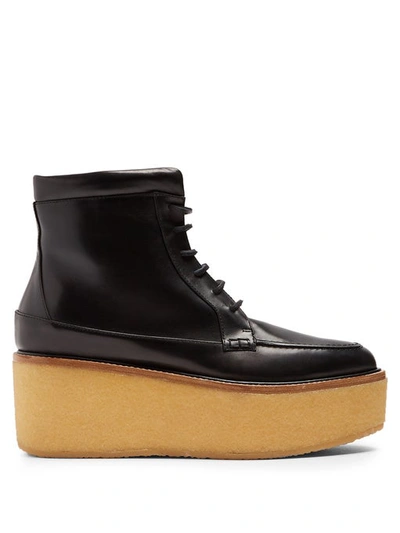 Gabriela Hearst 'terrell' Crepe Rubber Platform Leather Combat Boots In Black