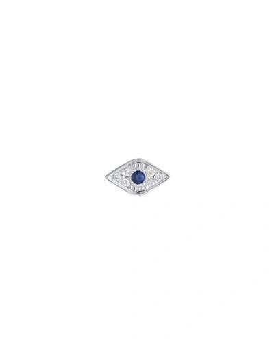 Sydney Evan Mini Diamond & Sapphire Evil Eye Stud Earring In White Gold