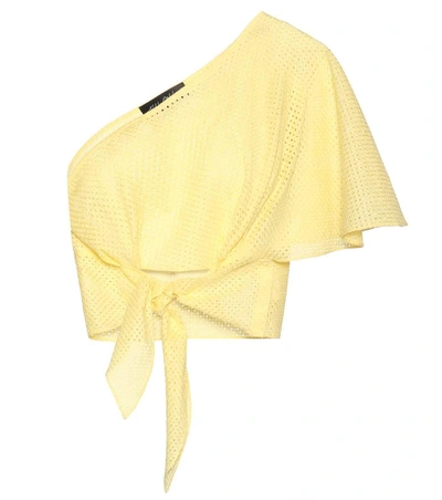 Anna October Cotton Asymmetrical Tie-front Top In Yellow
