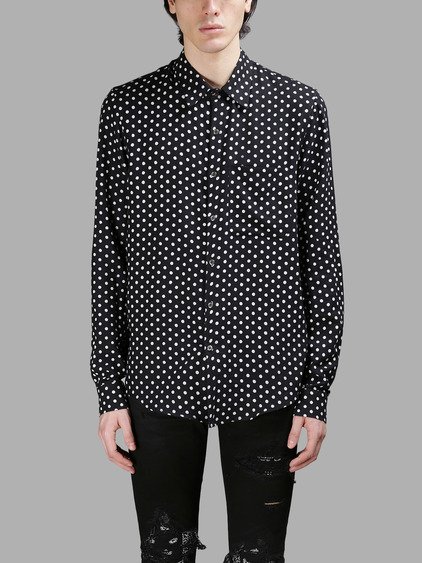 black and white polka dot shirt