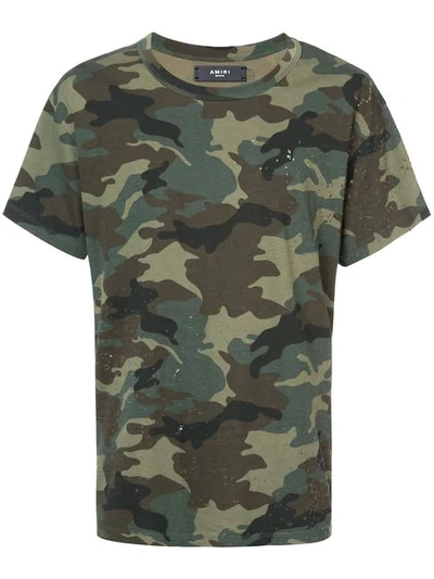 Amiri Distressed Camouflage Print T-shirt