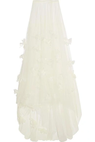 Halfpenny London Ozzie Organza And Feather-appliquéd Silk-blend Tulle Maxi Skirt