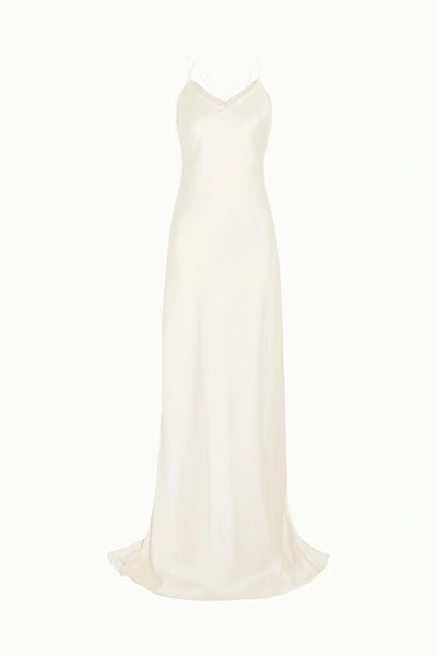 Halfpenny London Luella Organza-trimmed Satin Gown In White