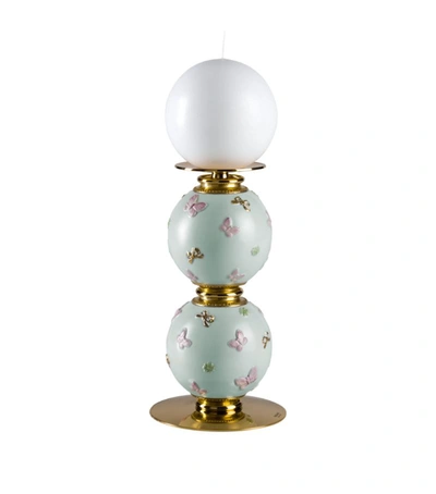 Villari Porcelain Butterfly Candle Holder In Blue