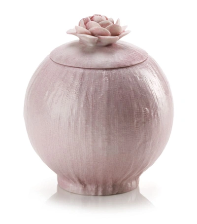 Villari Porcelain Rose Topped Sugar Bowl In Pink