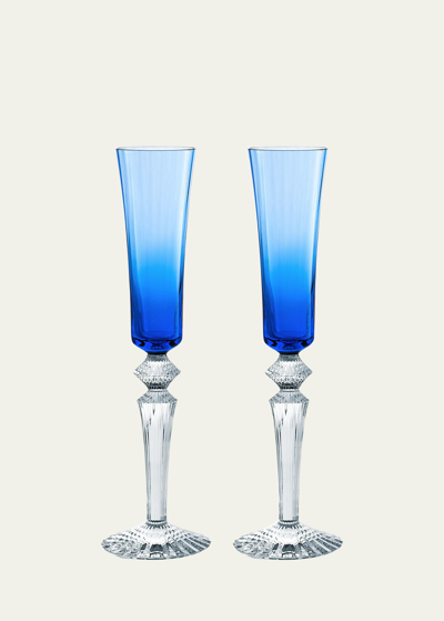 Baccarat Set Of 2 Mille Nuits Champagne Glasses (170ml) In Blue