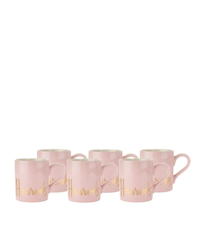 Harrods 6 Pink Logo Mugs
