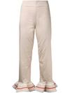 Anna October Flared Trim Cropped Trousers - Neutrals