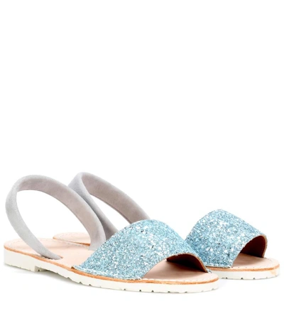 Del Rio London Glitter And Suede Sandals In Blue