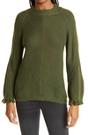 Kobi Halperin Alice Wool Fringe-sleeve Sweater In Forest Melange