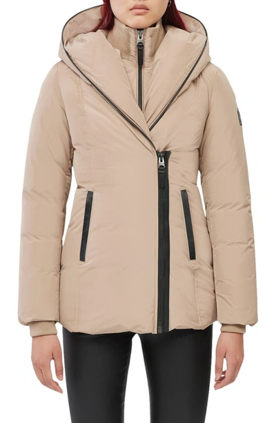 Mackage Adali Hooded Water Repellent Down Jacket In Camel